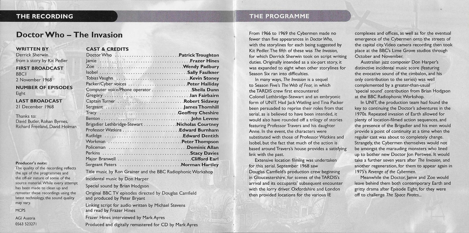 Middle of cover of ISBN 0-563-52327-1